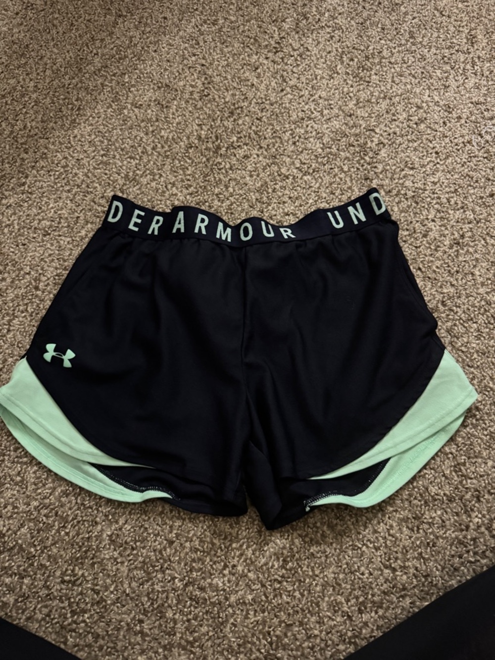 Under Armour Black Athletic Shorts with Mint Trim